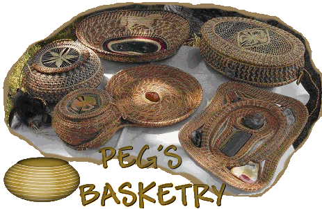 Pine Needle Coiled Baskets and Master Hand knitting by
Peg's Basketry Arnoldussen
